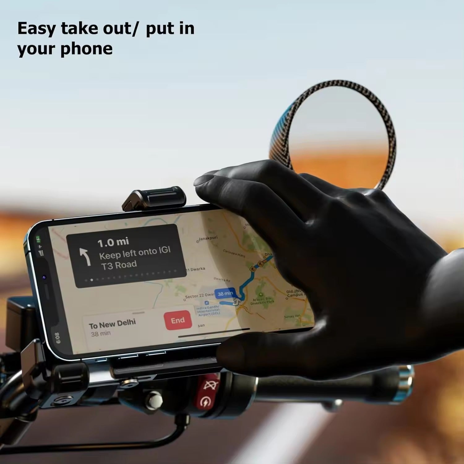 Kewig Motorcycle smart phone seat accessories bracket Anti vibration damper  Suitable phone size:4.0-7.2 inch (With Wireless Charger+usb-c) (M27-A1)